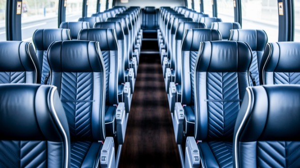 50 passenger charter bus inside aurora