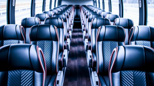55 passenger charter bus inside aurora